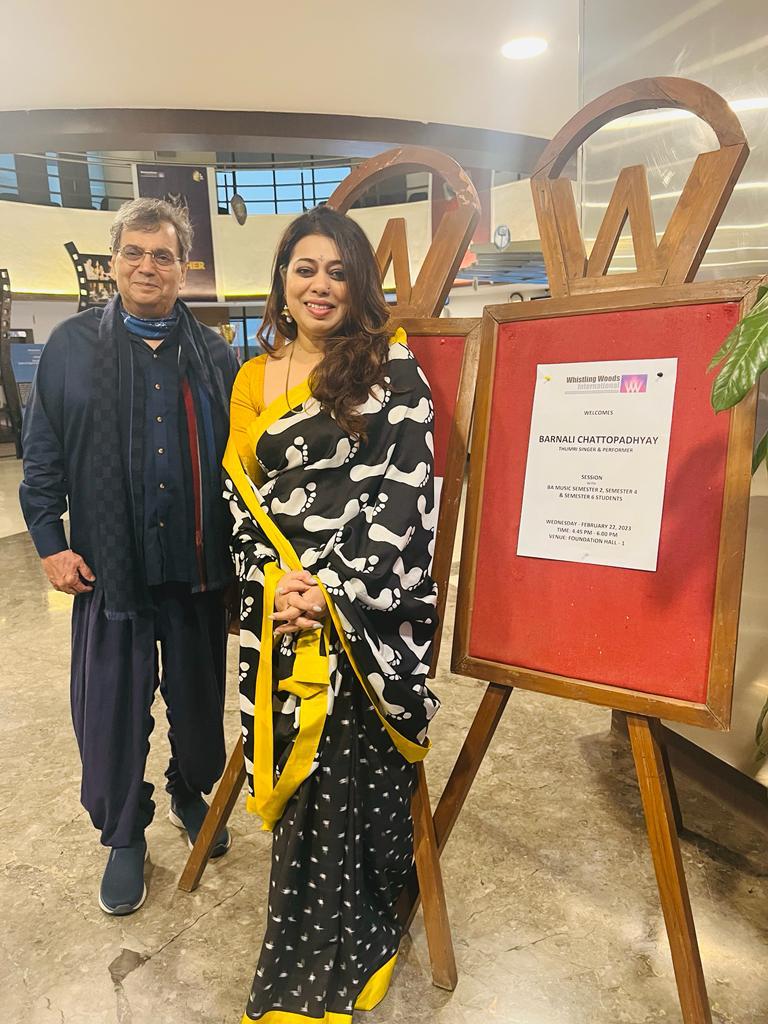Barnali Chattopadhyay photographed alongside filmmaker Subhash Ghai